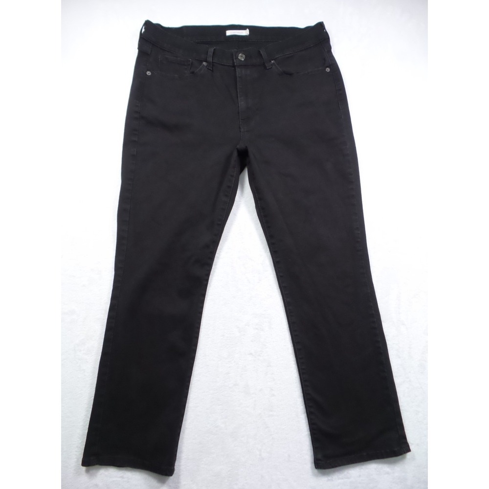 Levis Jeans Womens Size 14 Black Denim Classic Straight Leg‎ Mid Rise Stretch